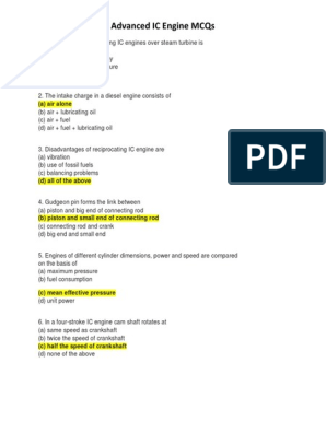 Petrol Engine MCQ, IC Engine MCQ Questions, Petrol Engine vs Diesel Engine