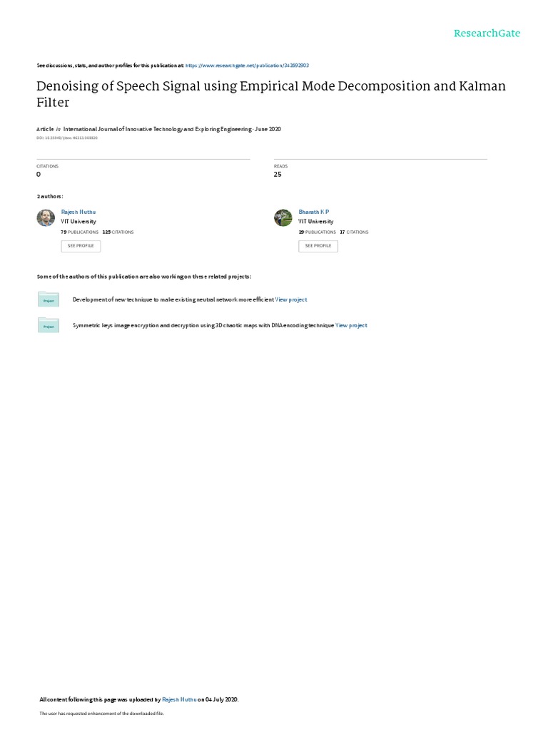 Denoising of Speech Signal Using Empirical Mode Decomposition and ...
