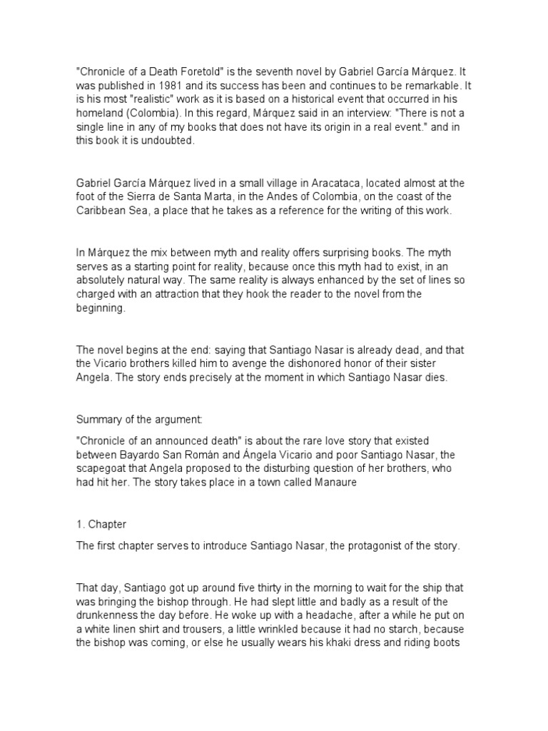 Chronicle of A Death Foretold PDF