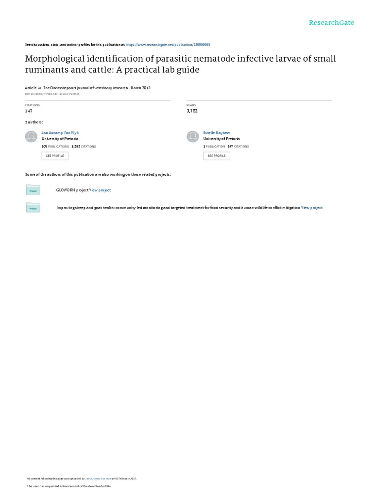 Morphological Identification of Parasitic Nematode Infective Larvae of ...