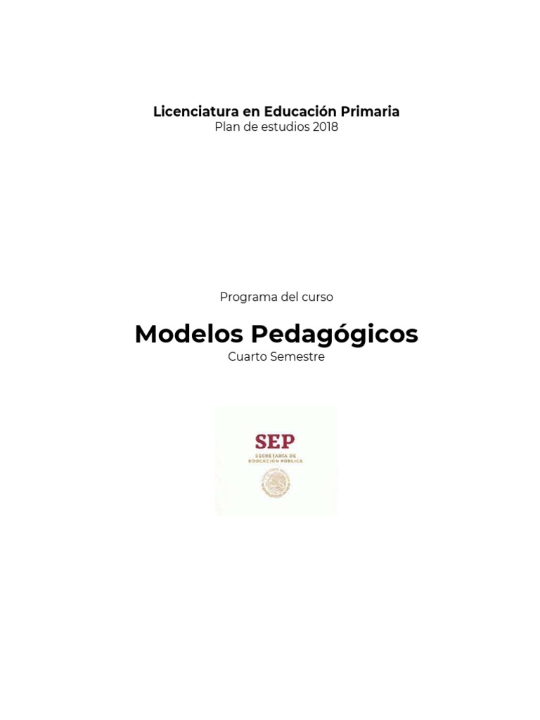 Modelos Pedagógicos en Educación Primaria | PDF | Plan de estudios ...