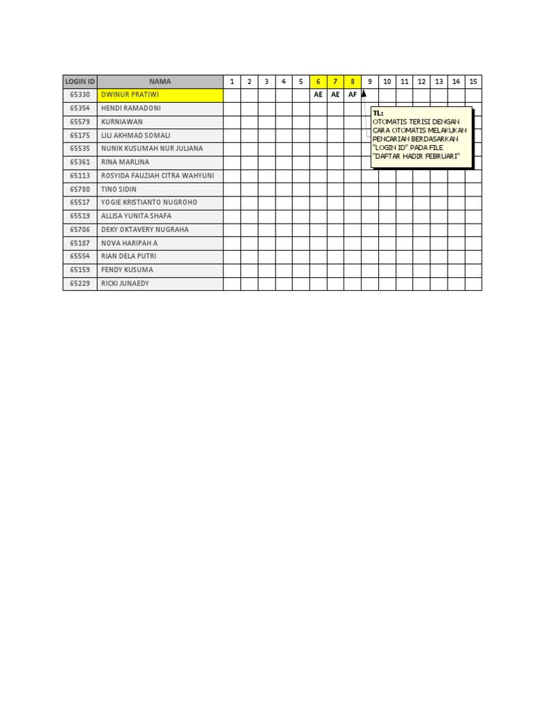 Roster Hadir Februari 2023 | PDF