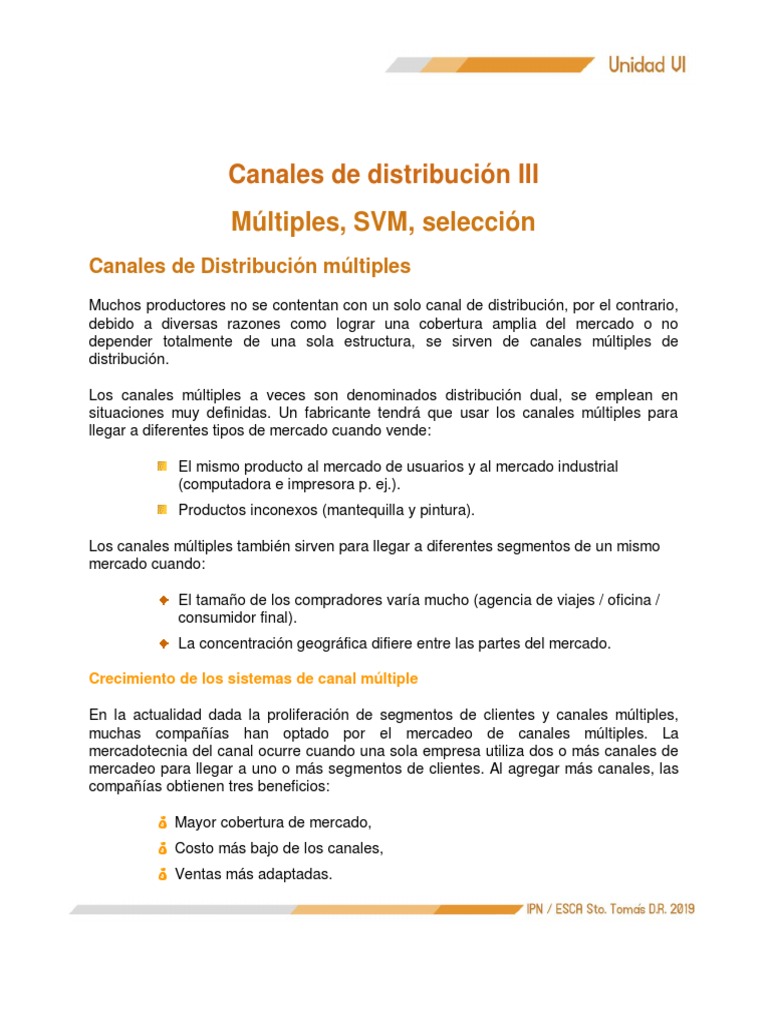 FM U6 Act1 3 Canales de Distribucion Multiples SVM Seleccion | PDF ...