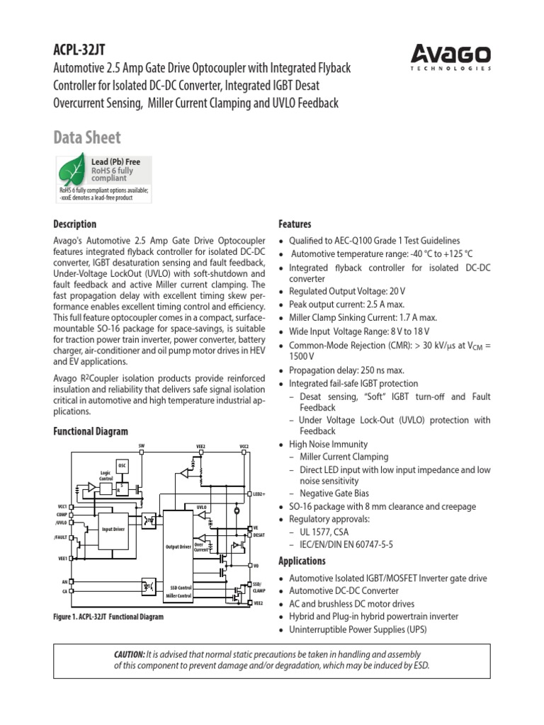 Data Sheet: ACPL-32JT | PDF | Field Effect Transistor | Power Supply