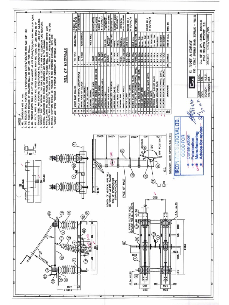 25kv Standard Isolator Drawing PDF | PDF