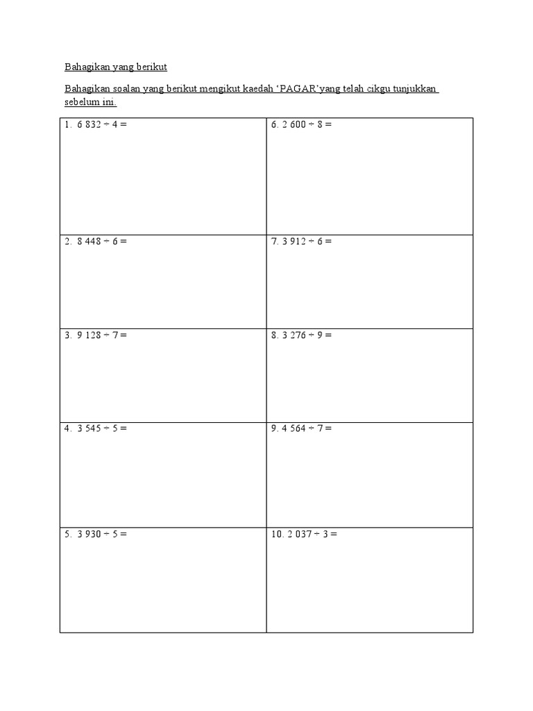 Latihan Bahagi | PDF
