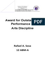 Award For Outstanding Performance in Arts Discipline: Rafael A. Sosa 12 ABM-A