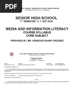 Senior High School: Media and Information Literacy