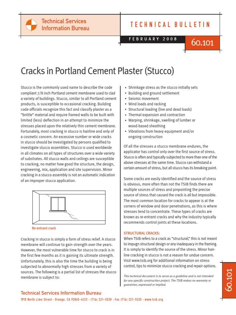 Cracks in Portland Cement Plaster (Stucco) : Technicalbulletin | PDF ...