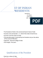 List OF Indian Presidents: Submitted by Anu Vijayan Social Science SNTC, Nedunganda