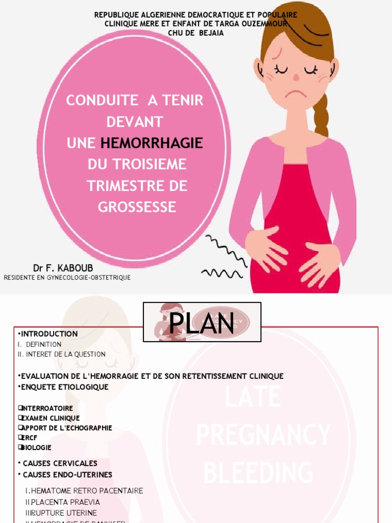 Dr F Kaboub Cat Devant L Hemorragie Du Troisieme Trimestre Pdf Uterus Accouchement