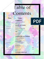 Table Of: Date Topic Score