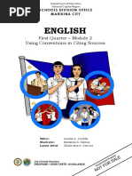 English: First Quarter - Module 2 Using Conventions in Citing Sources