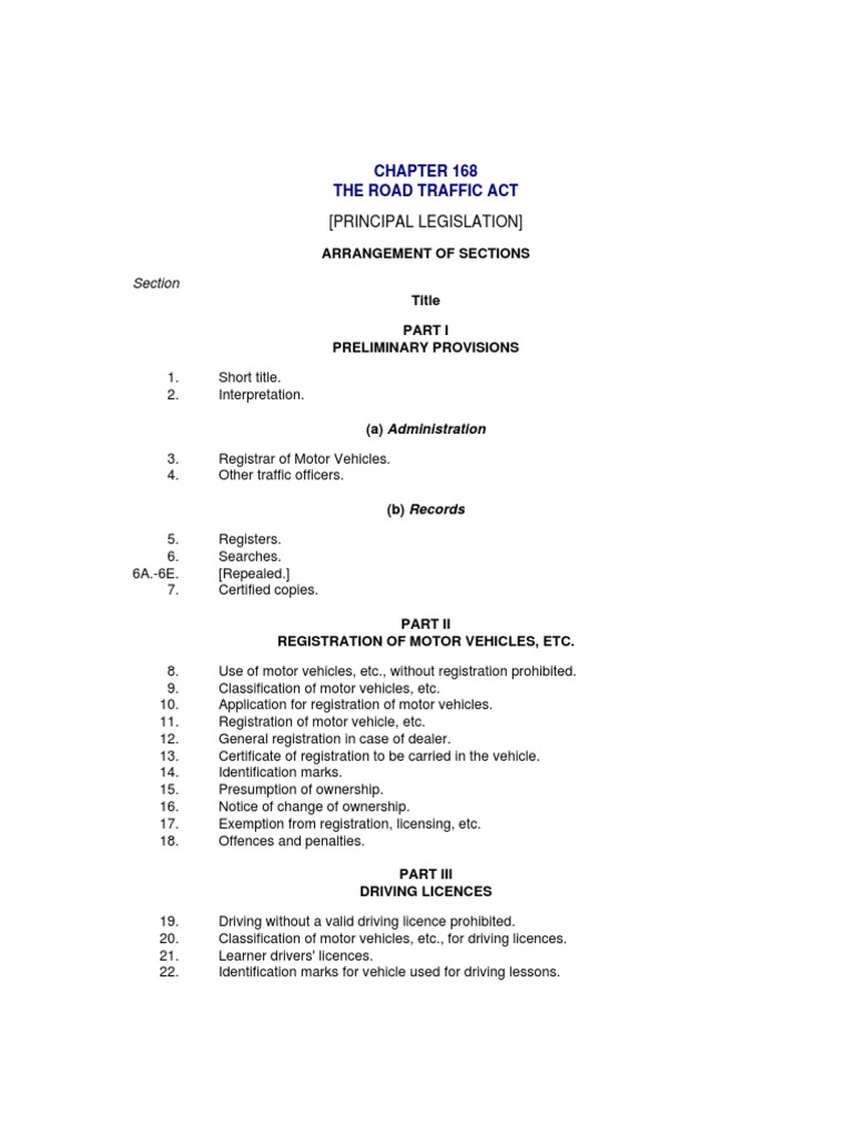 The - Road - Traffic Act CAP 168 | PDF | Driver's License | Traffic