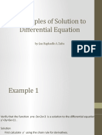 5 Examples of Solution To Differential Equation: By: Jan Raphaelle A. Zafra