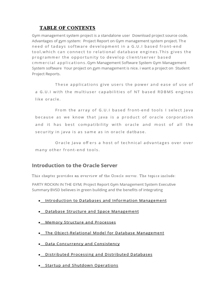 Gym Management System Project Report | PDF | Microsoft Access ...