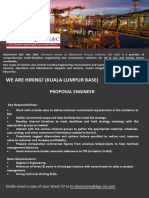 We Are Hiring! (Kuala Lumpur Base) : Proposal Engineer