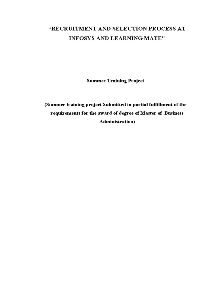 Recruitment and Selection Process at Infosys and Learning Mate | PDF ...