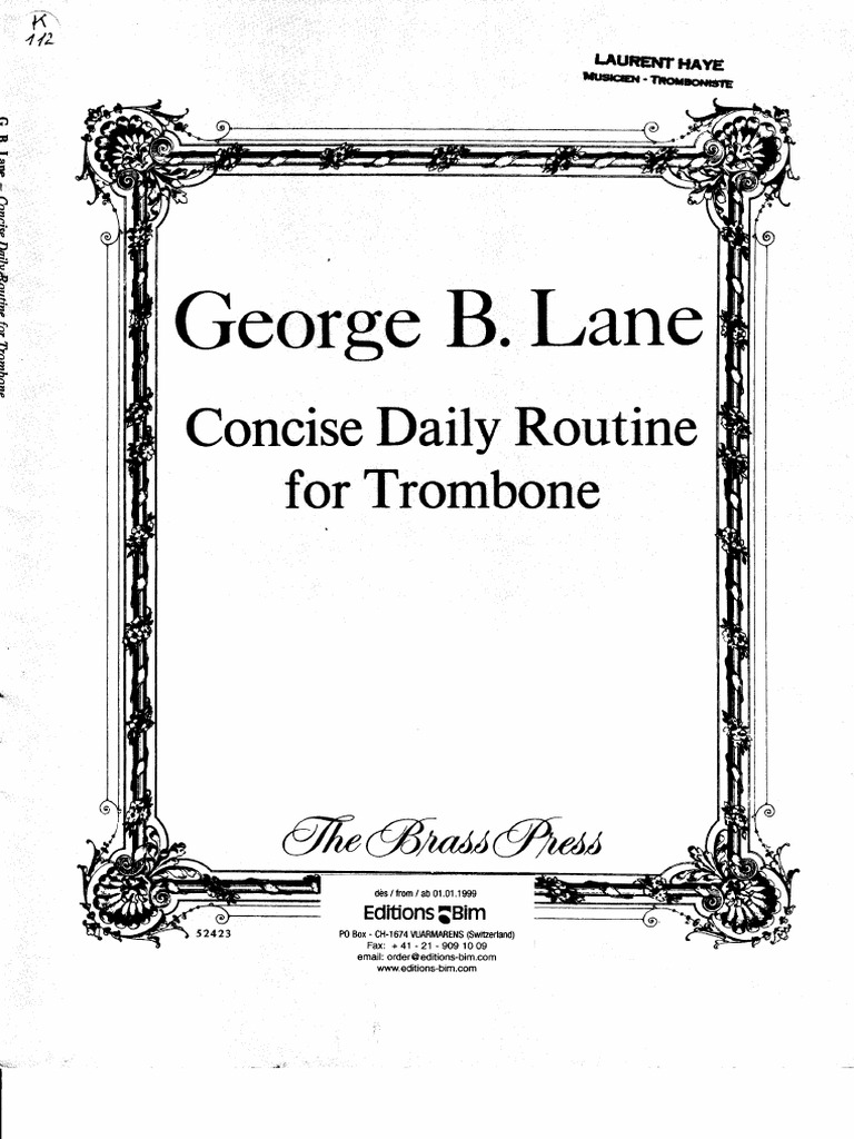 LANEConcise Daily Routine For Trombone PDF Music Technology Elementary Organology