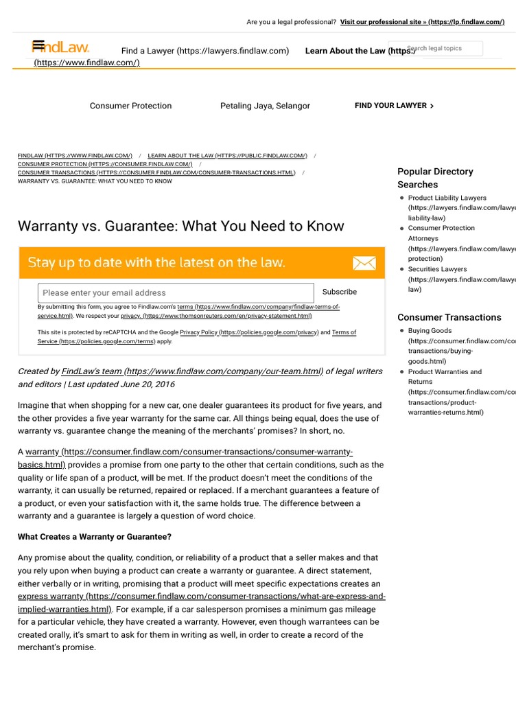 Warranty vs. Guarantee What You Need To Know PDF PDF Implied