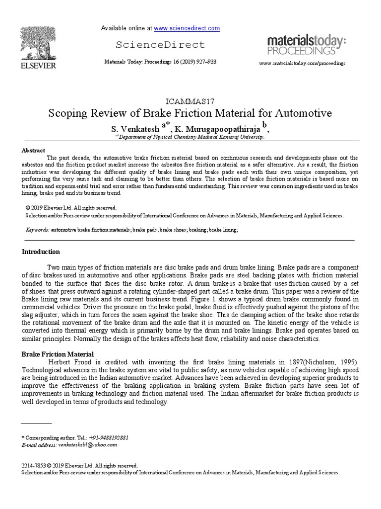 Brake Lining Materials Review | PDF | Brake | Lubricant