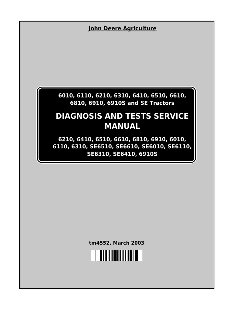 John Deere 6010 6110 6210 6310 6410 6510 6610 6810 6910 S Se Tractor Shop Manual Kopie Throttle Transmission Mechanics