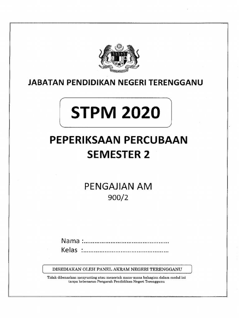 Percubaan Terengganu 2020 Pdf