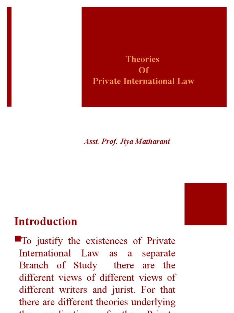 Theories Of Private International Law Notes