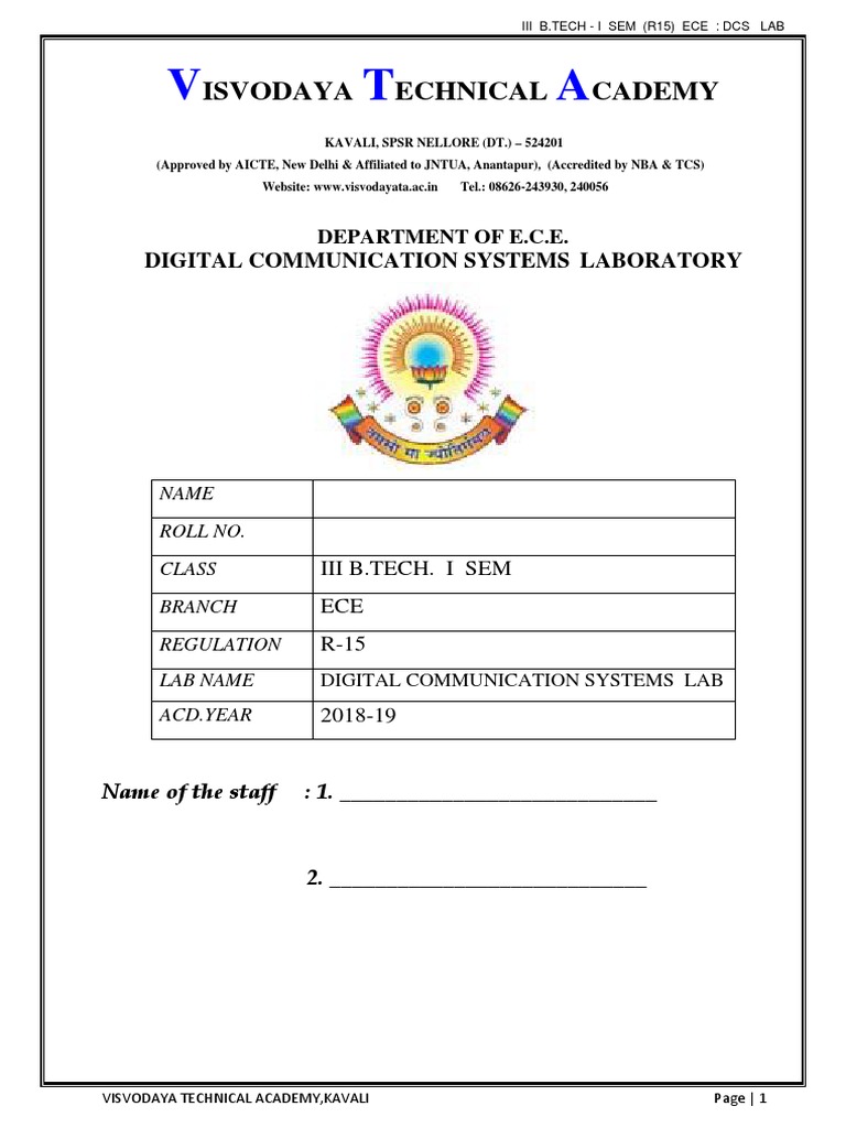 DCS Lab Manual for B.Tech ECE Students | PDF | Analog To Digital ...