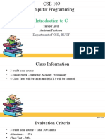 Introduction To C: Department of CSE, BUET