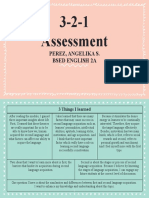 3-2-1 Assessment: Perez, Angelika S. Bsed English 2A