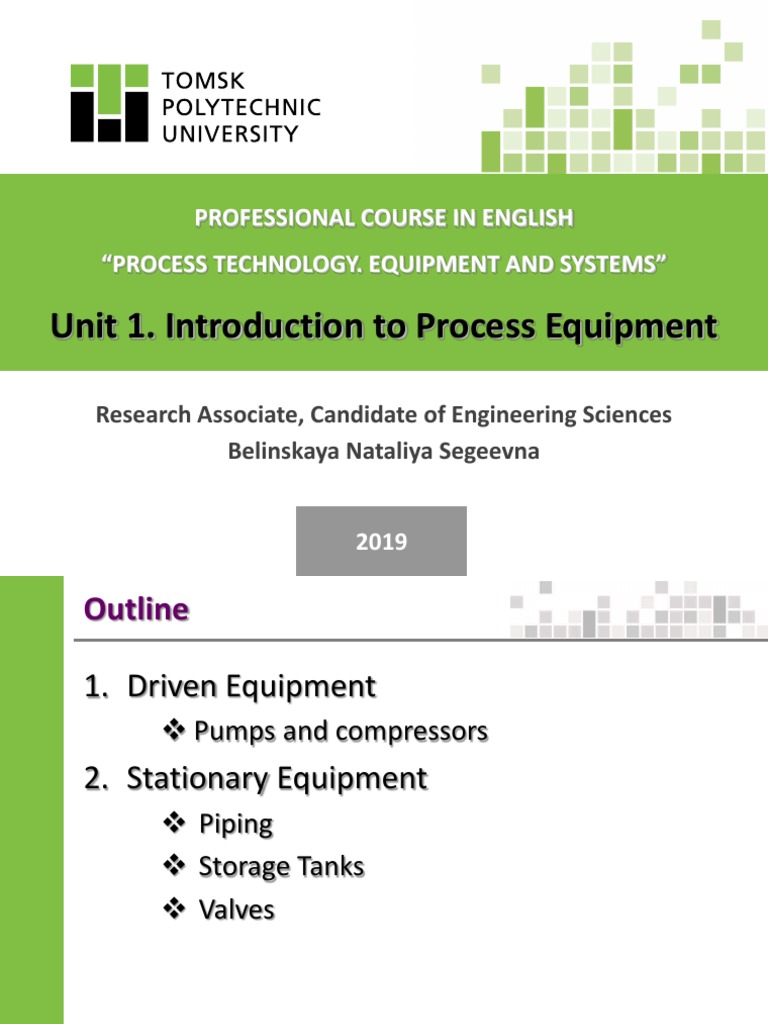 Unit1 IntroductionToProcessEquipment Lecture PDF Pump Valve