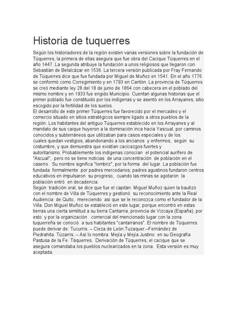 Historia de Tuquerres | PDF | América del Sur | America latina