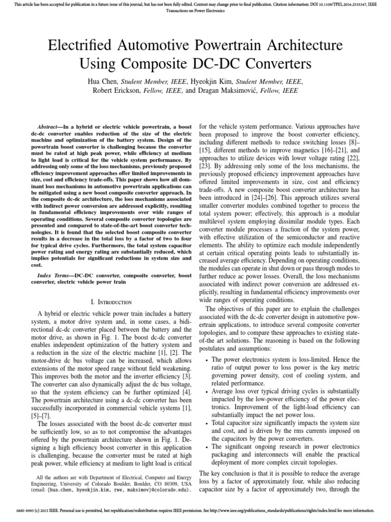 Electrified Automotive Powertrain Architecture PDF Power