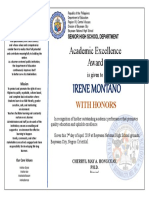 Irene Montaño: Academic Excellence Award