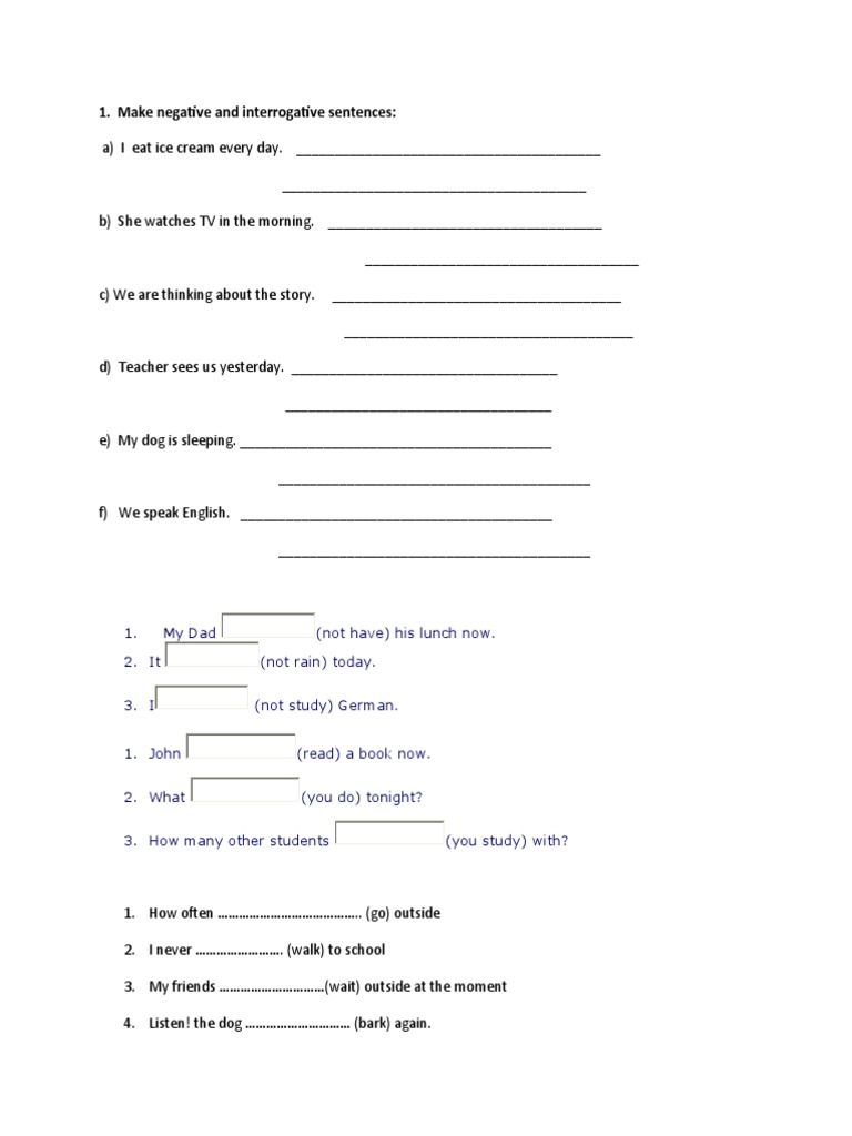 Negative and Interrogative Sentences | PDF