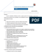 Reflexionemos Sobre Nuestros Aprendizajes "Para Mejorar": Apellidos y Nombres Grado y Sección