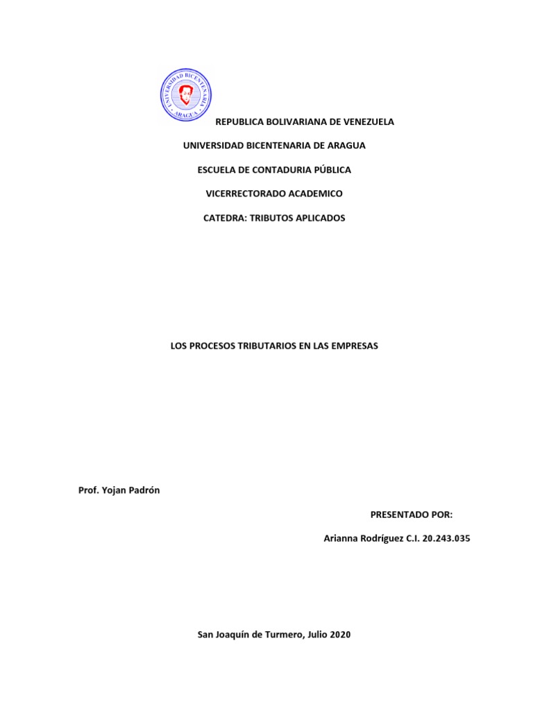 Obligaciones Tributarias en Empresas Venezolanas | PDF | Impuestos ...