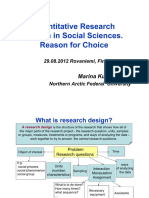 Quantitative Research Design in Social Sciences Reason for Choice - Marina Kubyshkina