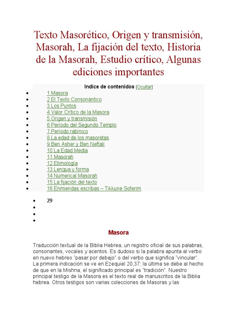Texto Masorético: Origen y Masorah | PDF | Septuaginta | Biblia