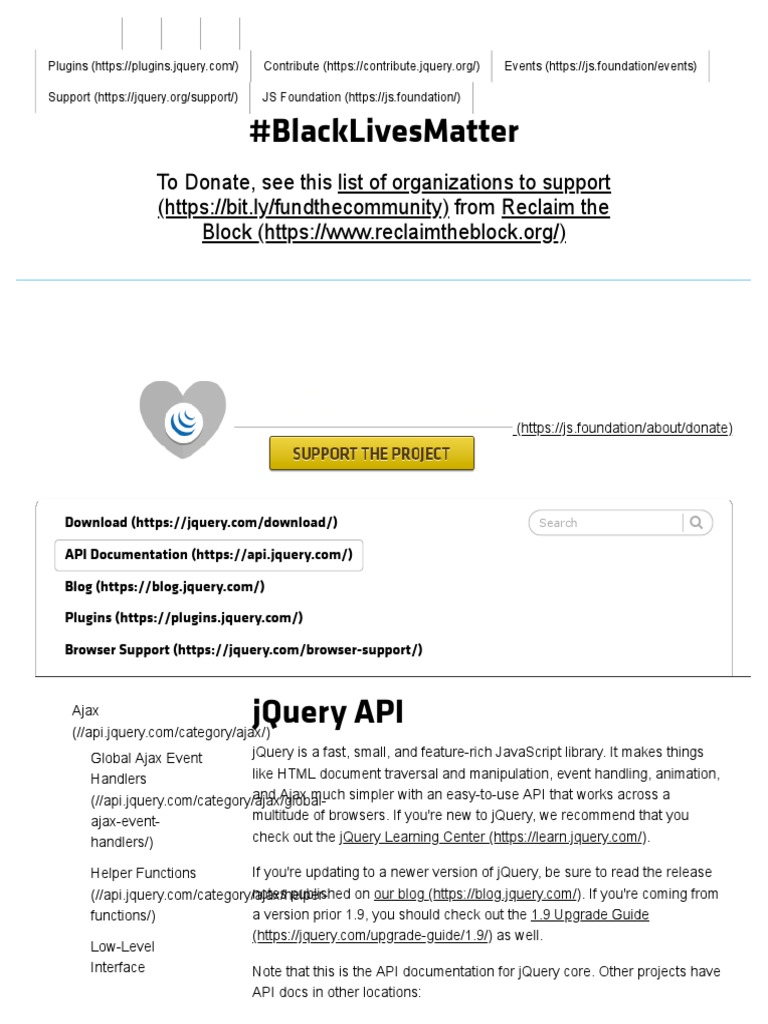 Jquery API Documentation PDF | PDF | J Query | Software Development