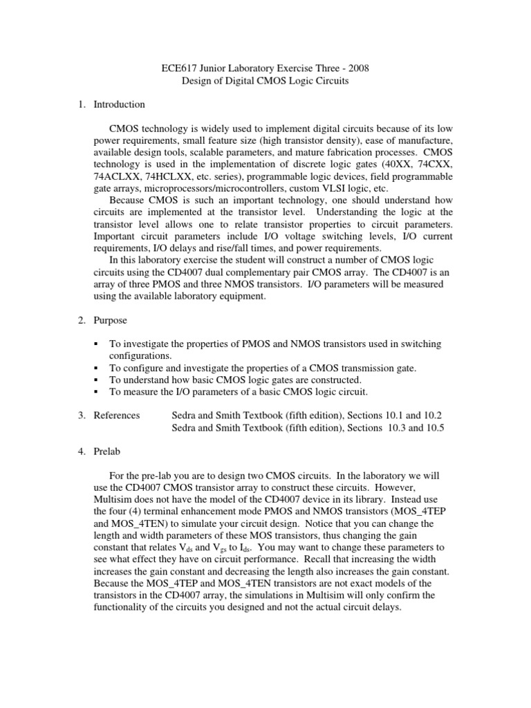 CMOS Logic Circuit Design Lab | PDF | Cmos | Logic Gate