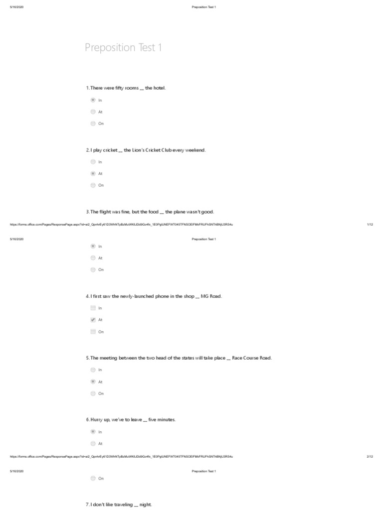 Aptis Preposition Test in Form | PDF | Business