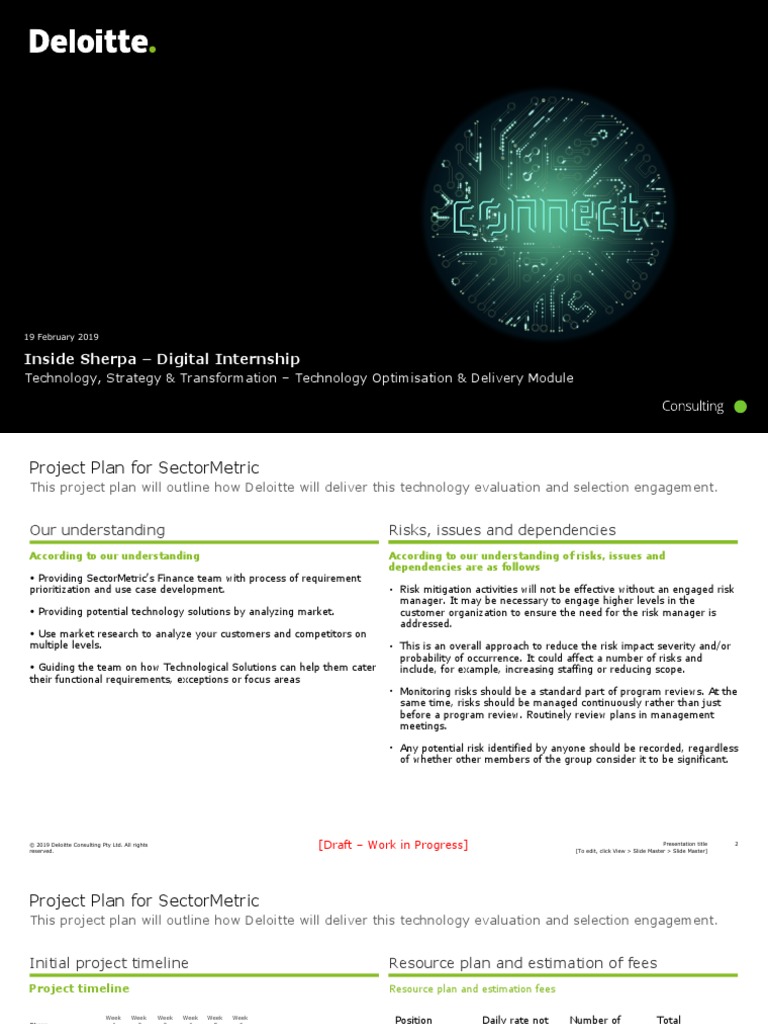 Deloitte Tech Optimisation and Delivery PPT Template PDF Risk