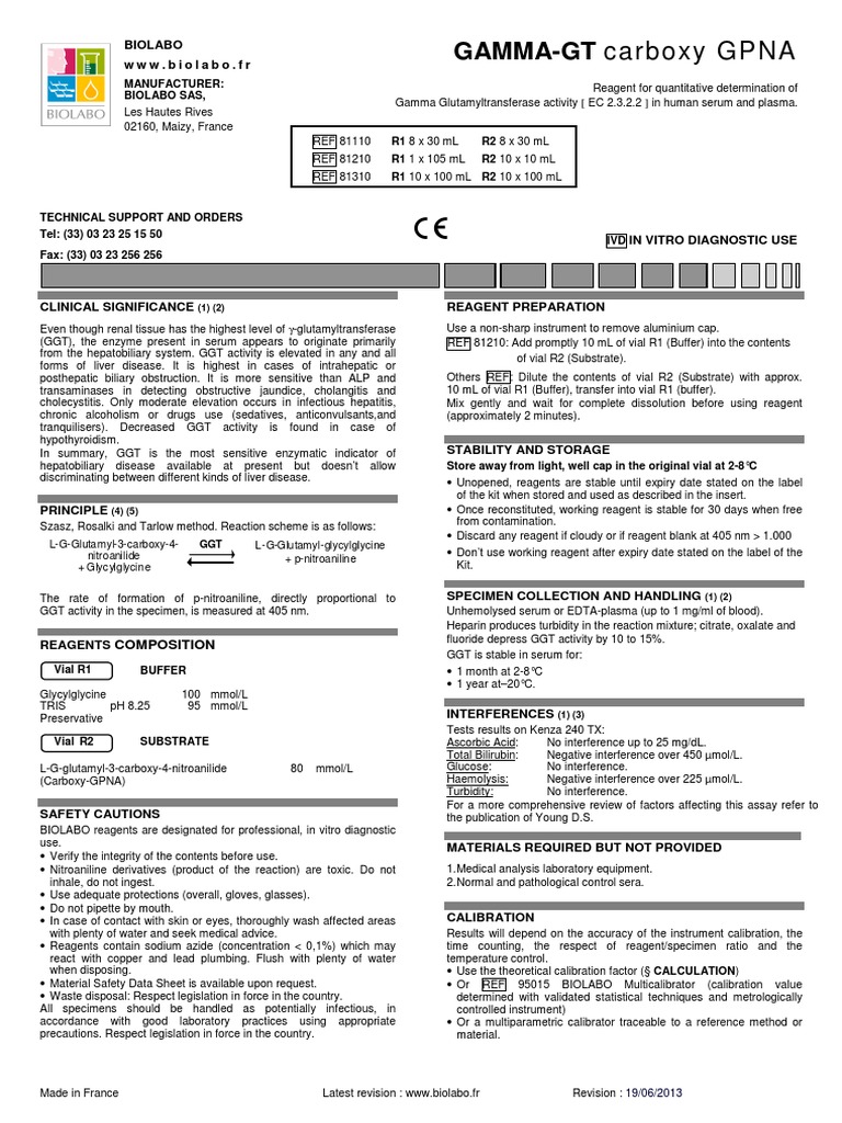 Gamma Gt Assay Calibration