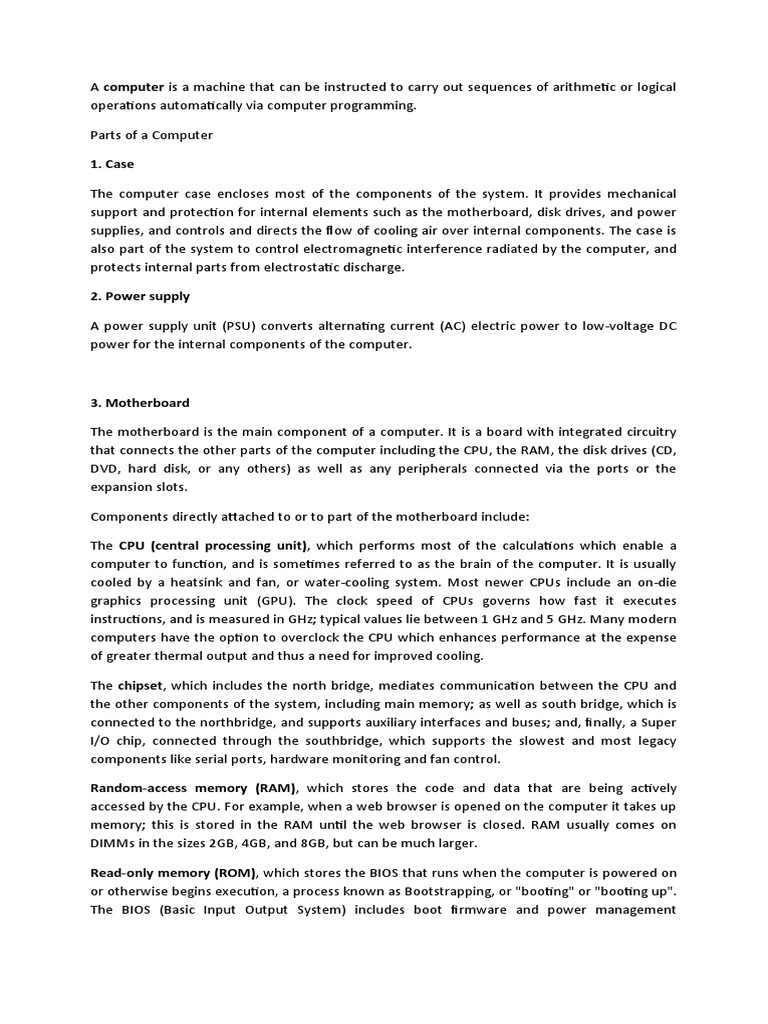 Computer Parts Download Free Pdf Bios Booting