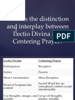 The distinction between Lectio Divina and Centering Prayer
