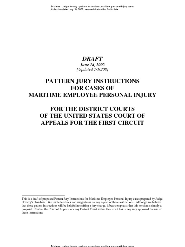 Jury Instructions - Personal Injury, Maritime Employees - Judge Hornby ...