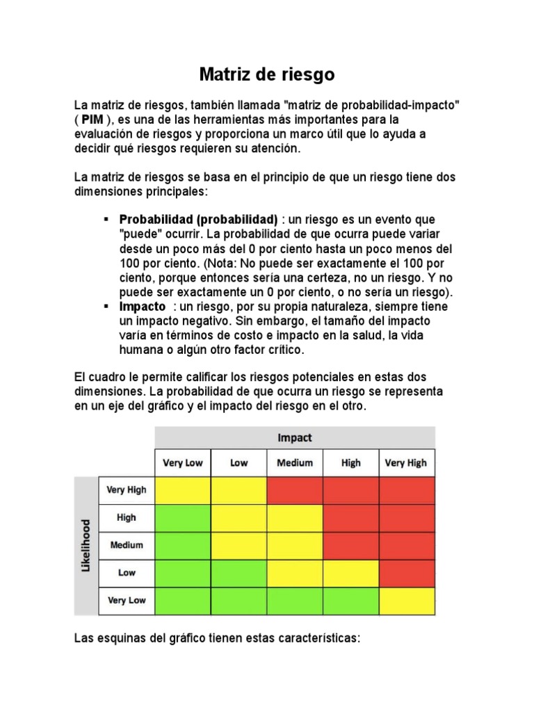 Matriz de Riesgos: Probabilidad e Impacto | PDF | Probabilidad | Riesgo