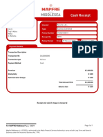 Cash Receipt for Rocs Co. Ltd. Insurance Policy